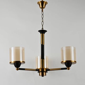 Lampara 3Bombillas De Techo Vidrio Y Met Al Mod 4087