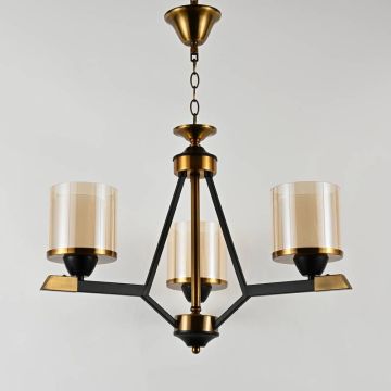 Lampara 3Bombillas De Techo Vidrio Y Met Al Mod 4093