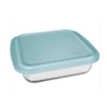 Bandeja Media Cuadrada De Vidrio Con Tapa Plastica 1.8L
