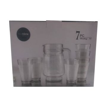 Vasos (6 Pz) Con Jarra De Cristal Decorado