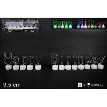 Cartel Con Luces Con Escrita Happy Birthday 9.5Cm