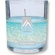 Vela perfumada en frasco de vidrio aqua  